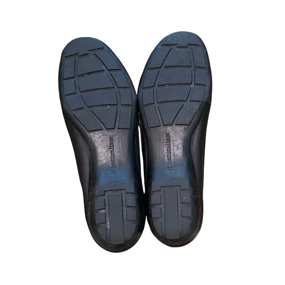 Naturalizer Black Leather Mesh Ballet Flats, 